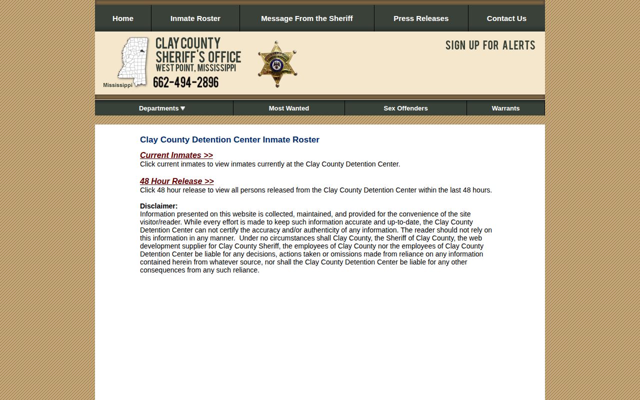 Clay County release roster choice showing the 48-hour records option
