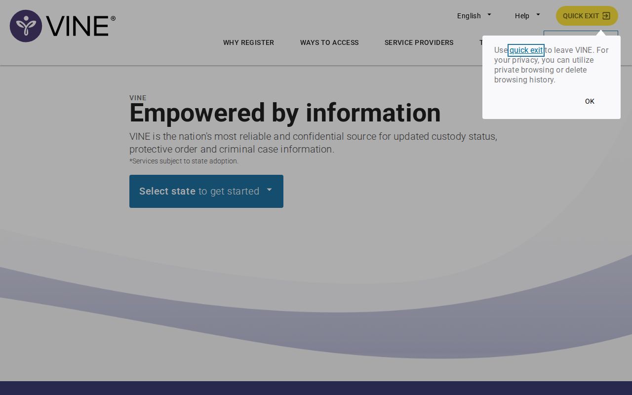 Clay County VINELink inmate check and release notification entry