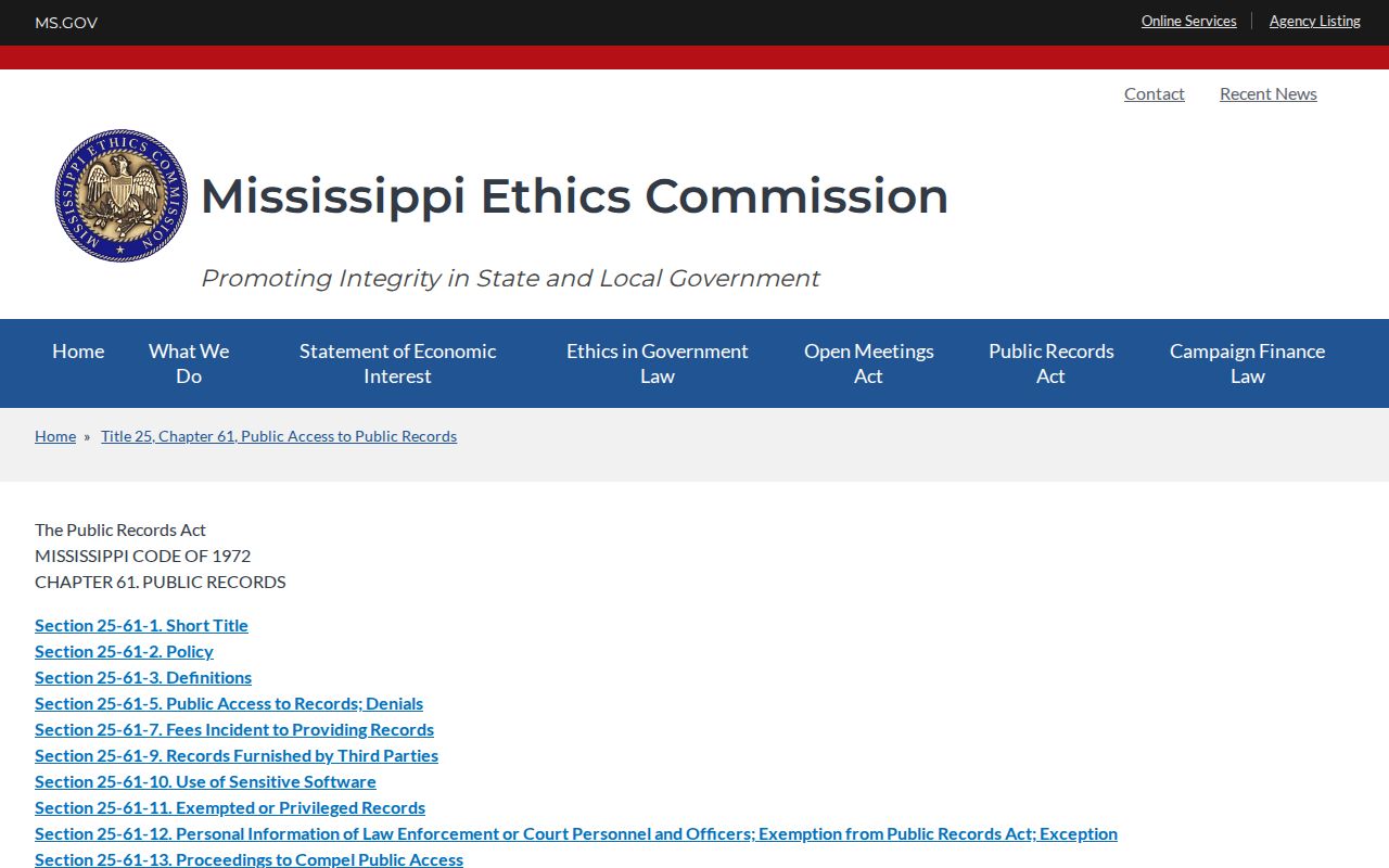Mississippi public records law source for Clay County released inmate mugshots