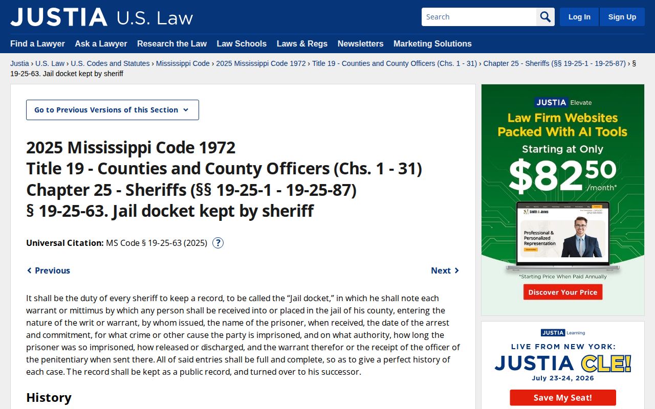 Mississippi jail docket law for a Clay County 24-hour release record